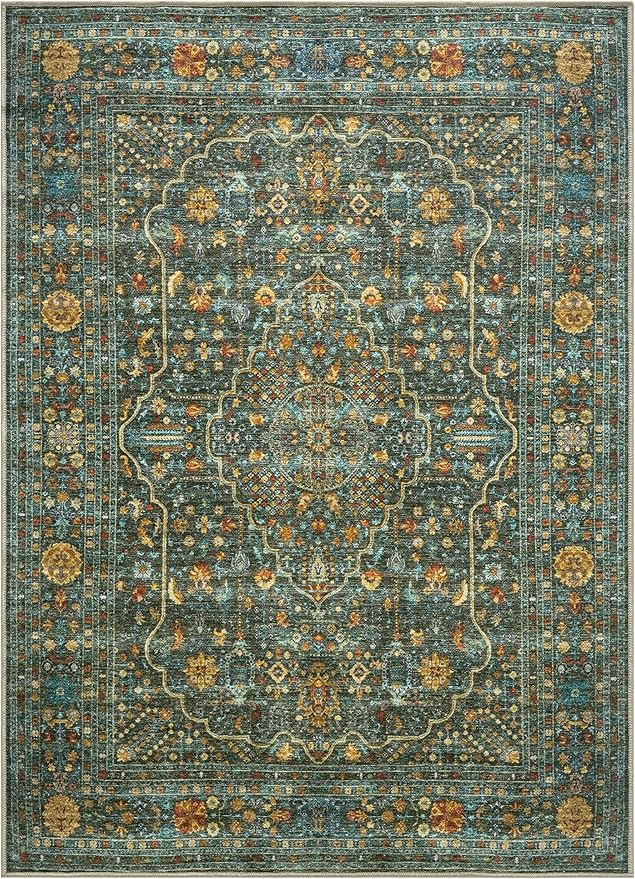 Keen Home Design 4x6 Rug - Machine Washable Area Rug with Non-Slip Backing, Ideal for Living Room, Dining Room, Bedroom - Vintage, Easy Clean, Durable, Low Pile Rug - (4' x 6')