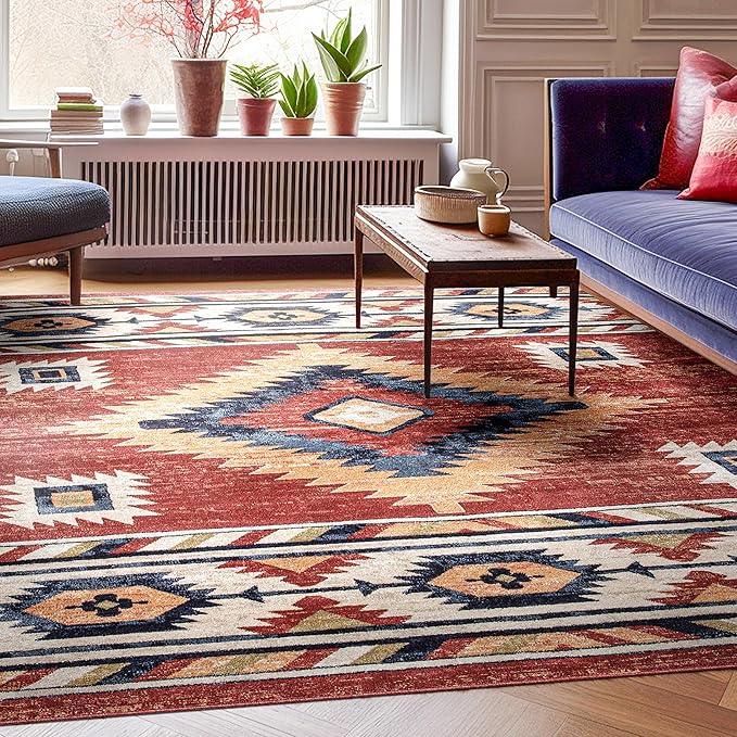 Well Woven Tulsa Lea Crimson Traditional Southwestern Tribal 3x5 (3'11" x 5'3") Area Rug
