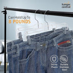 Hanger Central Premium 14 Inch Clear Pants Hangers with Adjustable Clips - 12 Pack Space-Saving Skirt Hangers - Non-Slip Heavy Duty Plastic Closet Organizers with 360° Swivel Hook