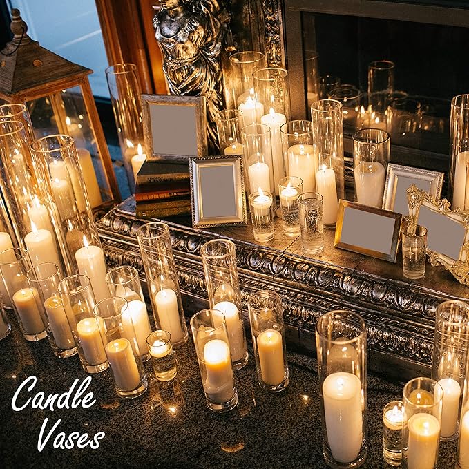 CYS EXCEL Glass Cylinder Vase (H:28" D:5") | Multiple Size Choices Glass Flower Vase Centerpieces | Hurricane Floating Candle Holder Vase