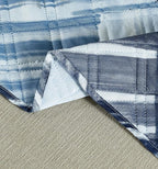 Brilliant Sunshine Blue Grey Stripes Patchwork Couch Armrest 5 Pockets Organizer, Slip Resistant Recliner Armchair Caddy, Washable Remote Controls Holder, Storage for Magazine, Tablet, iPad, Blue Grey