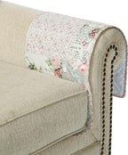 Brilliant Sunshine Rose and Sage Patchwork Sofa Armrest 5 Pockets Organizer, Slip Resistant Armchair Caddy, Washable Remote Controls Holder, Storage for Magazine, Tablet, Phone, iPad,35×13",Rose Sage