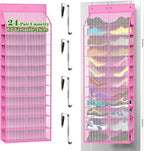 24-Pair Over Door Shoe Organizer for Family & Kids, Double Sided | Hanging Storage for Sneakers, Boots, Toys & Room OrganizationRose Quartz